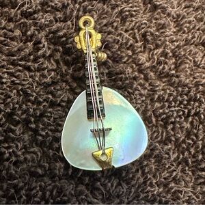 Vintage Mandolin Violin Mother of Pearl Brooch